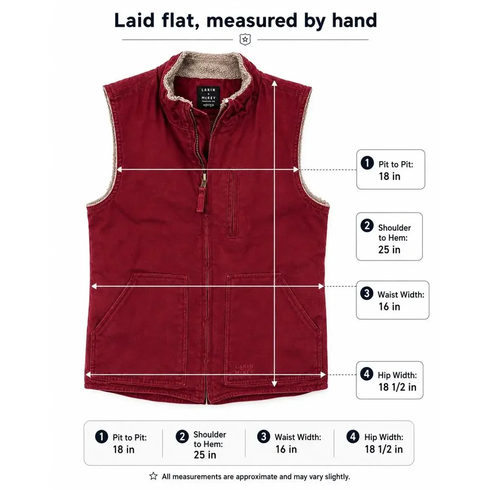Lakin McKey Red Sherpa Work Vest Womens Small 36 Barn Chore Western Y2K Gorpcore